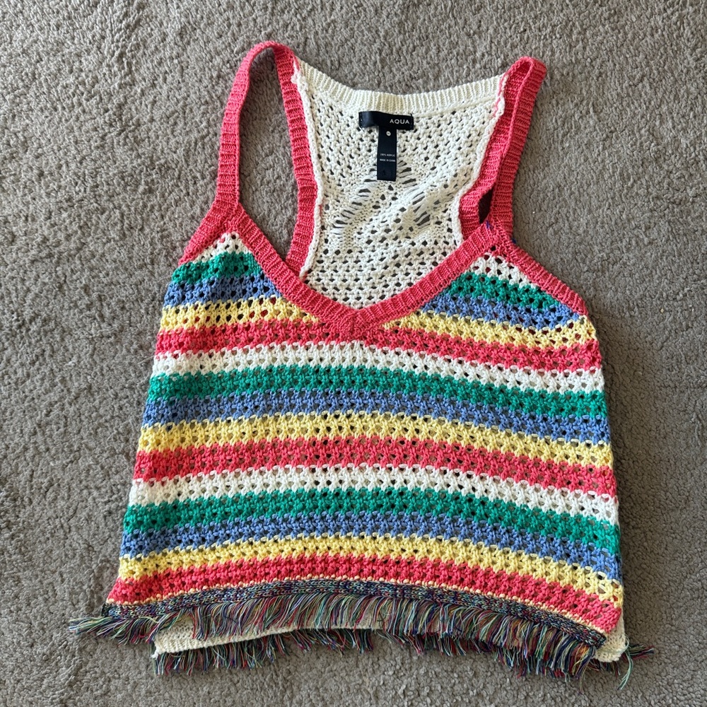 Colorful Striped Crochet Tank Top
